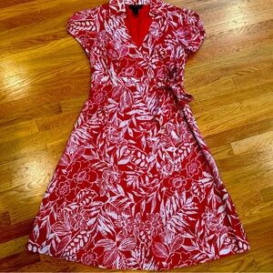 Robbie Bee Red & White Faux Wrap Dress, Sz 8